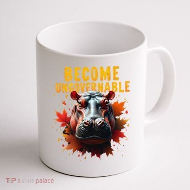 Become Ungovernable Funny Baby Hippo Moo Deng Funny Groovy Coffee Mug back
