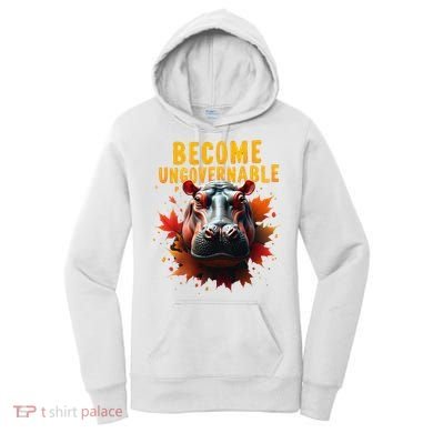Become Ungovernable Funny Baby Hippo Moo Deng Funny Groovy Women's Hoodie