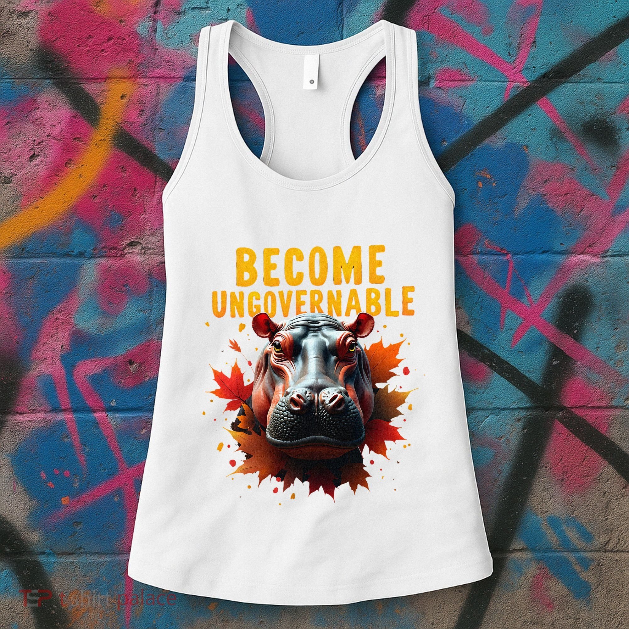 Become Ungovernable Funny Baby Hippo Moo Deng Funny Groovy Women's Tank Top