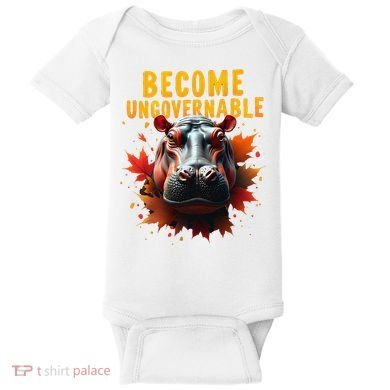 Become Ungovernable Funny Baby Hippo Moo Deng Funny Groovy Baby Bodysuit