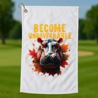 Become Ungovernable Funny Baby Hippo Moo Deng Funny Groovy Golf Towel thumb 1