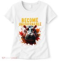 Become Ungovernable Funny Baby Hippo Moo Deng Funny Groovy Women's T-Shirt thumb 0