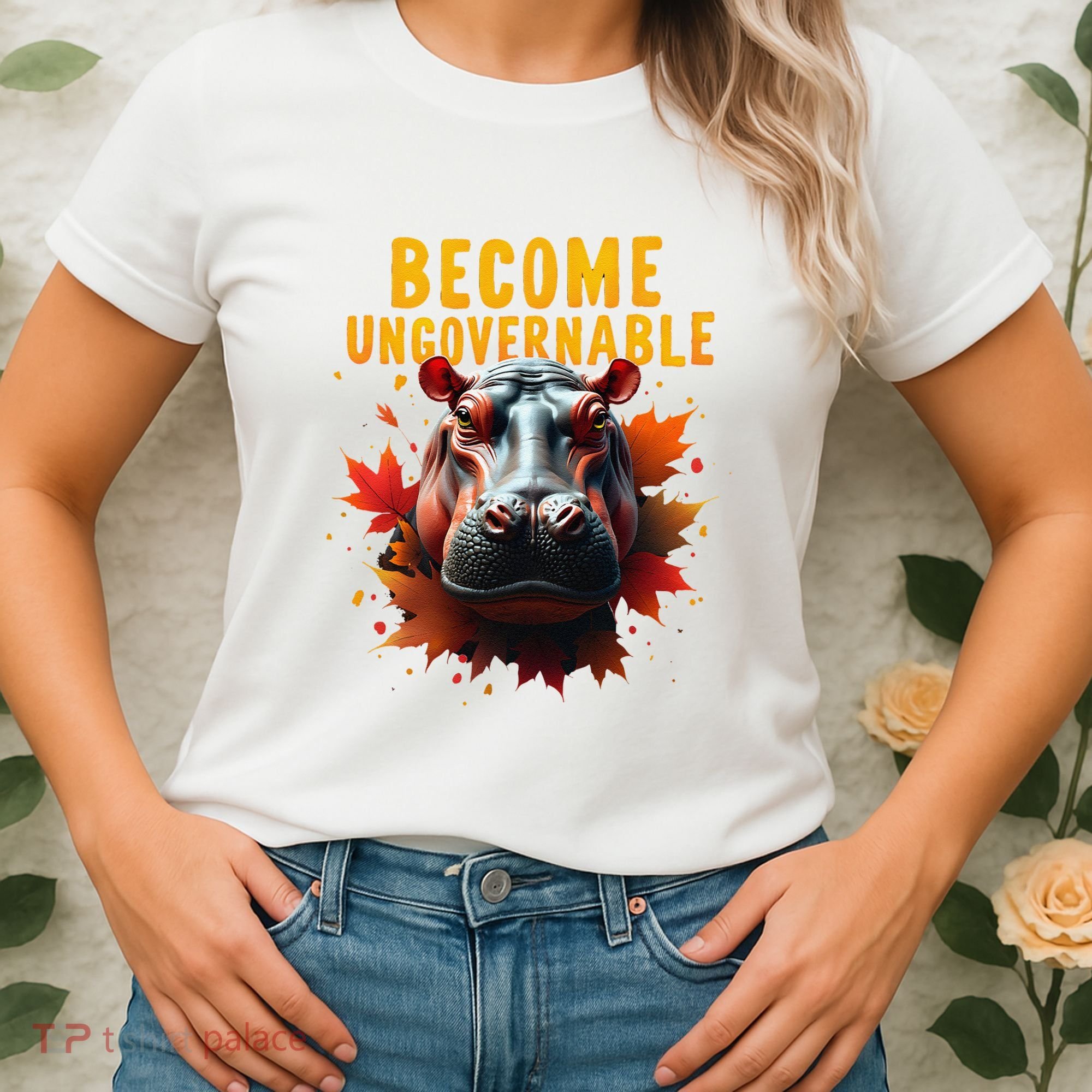 Become Ungovernable Funny Baby Hippo Moo Deng Funny Groovy Women's T-Shirt