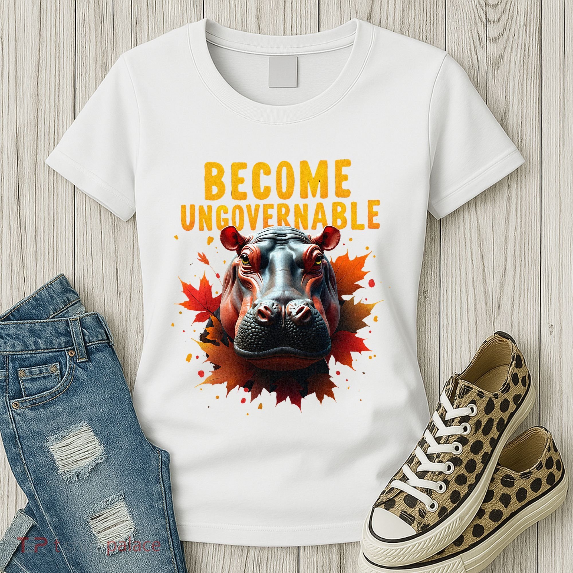 Become Ungovernable Funny Baby Hippo Moo Deng Funny Groovy Women's T-Shirt