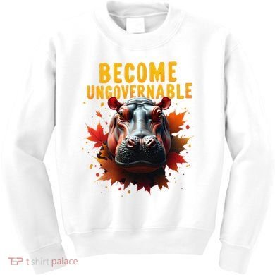 Become Ungovernable Funny Baby Hippo Moo Deng Funny Groovy Kids Sweatshirt