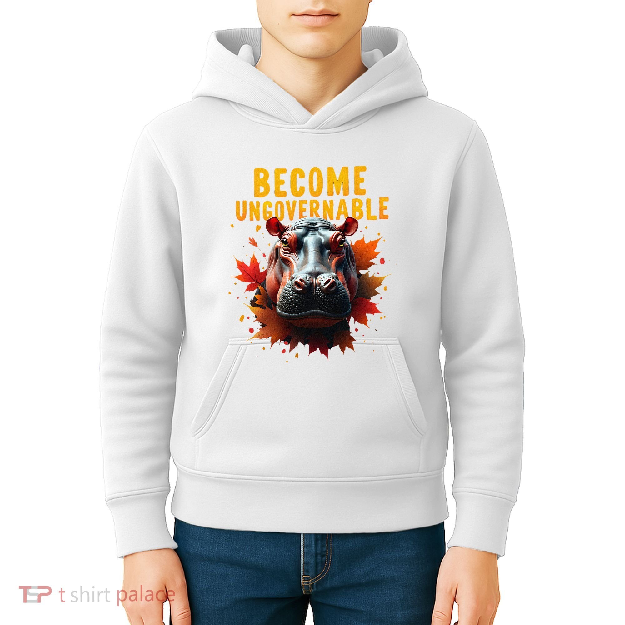 Become Ungovernable Funny Baby Hippo Moo Deng Funny Groovy Kids Hoodie