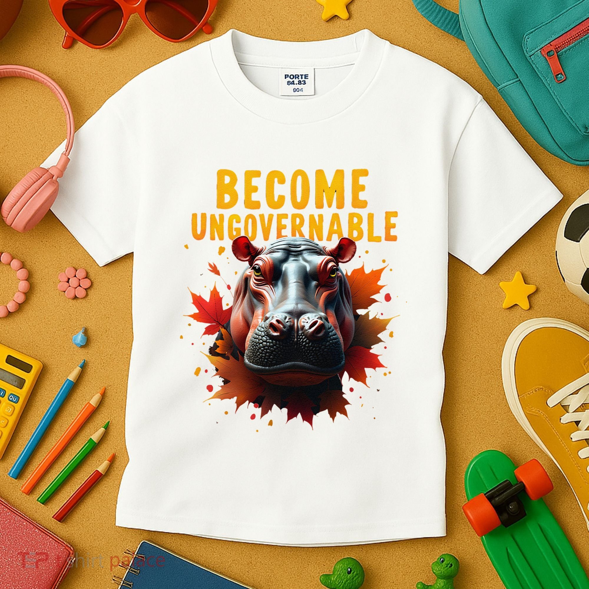 Become Ungovernable Funny Baby Hippo Moo Deng Funny Groovy Kids T-Shirt