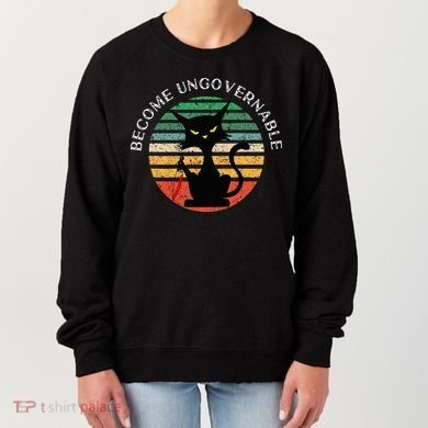 Become Ungovernable Funny Anarchy Cat Vintage Sunset Women's Sweatshirt