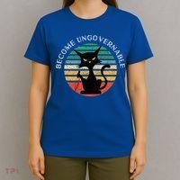 Become Ungovernable Funny Anarchy Cat Vintage Sunset T-Shirt thumb 4