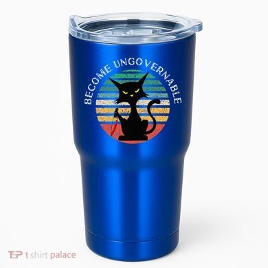 Become Ungovernable Funny Anarchy Cat Vintage Sunset Tumbler