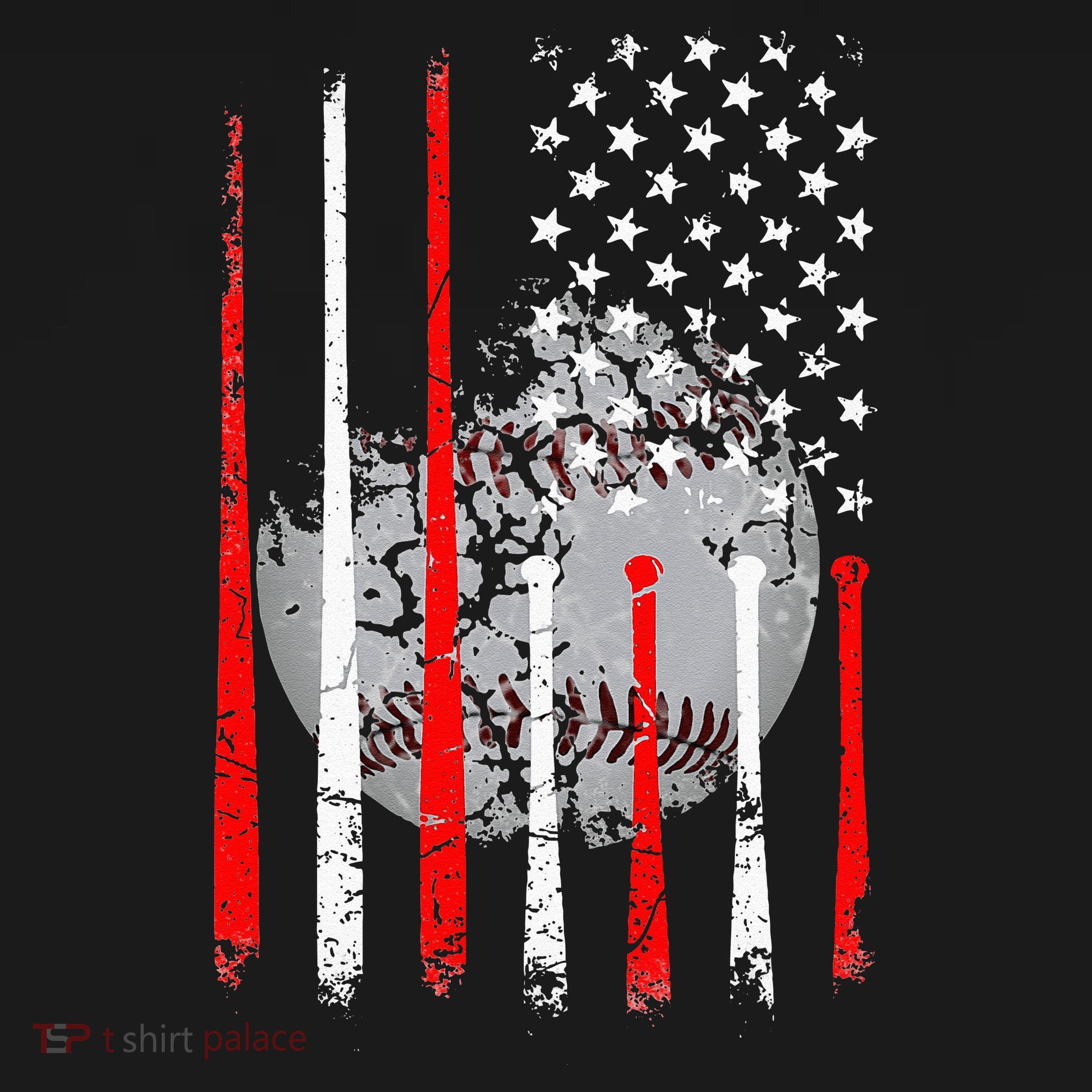 Baseball USA Flag American Flag Vintage T-Shirt