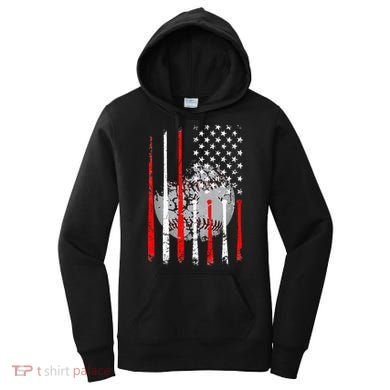 Baseball USA Flag American Flag Vintage Women's Hoodie
