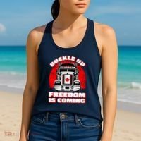 Buckle Up Freedom Is Coming Candian Truckers Women's Tank Top thumb 2
