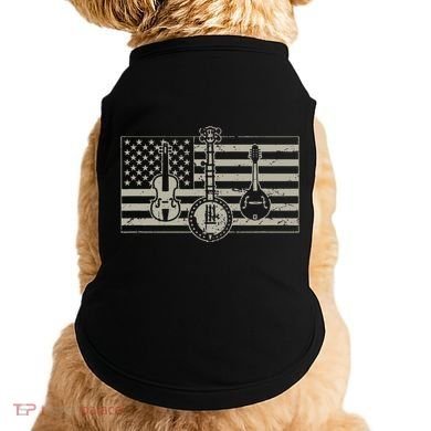 Bluegrass Usa Flag Guitar Banjo Mandolin Doggie Tank