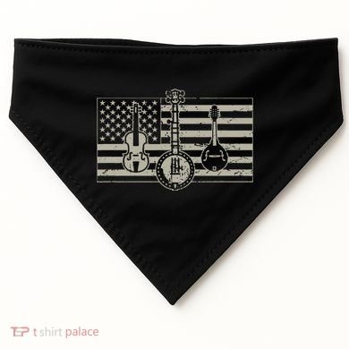 Bluegrass Usa Flag Guitar Banjo Mandolin USA-Made Doggie Bandana