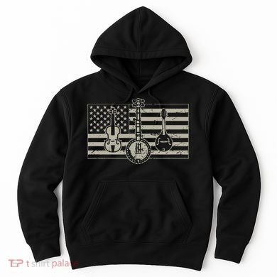 Bluegrass Usa Flag Guitar Banjo Mandolin Hoodie