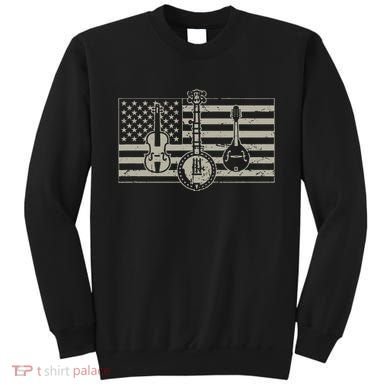 Bluegrass Usa Flag Guitar Banjo Mandolin Sweatshirt