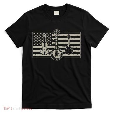 Bluegrass Usa Flag Guitar Banjo Mandolin T-Shirt