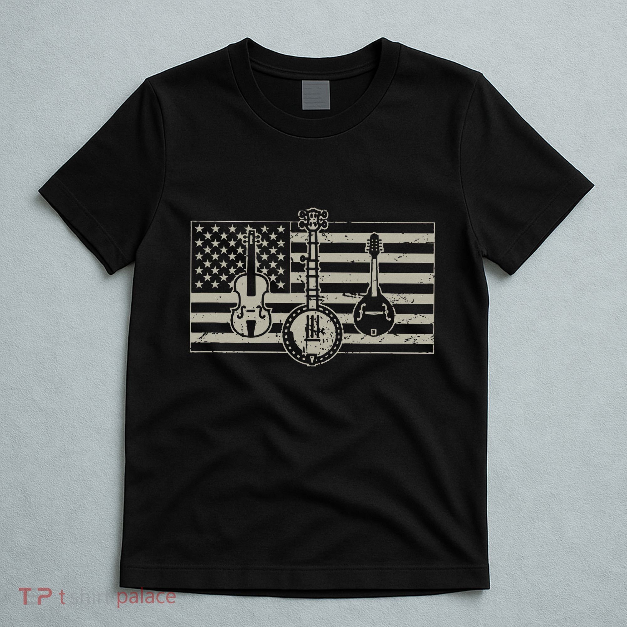 Bluegrass Usa Flag Guitar Banjo Mandolin T-Shirt