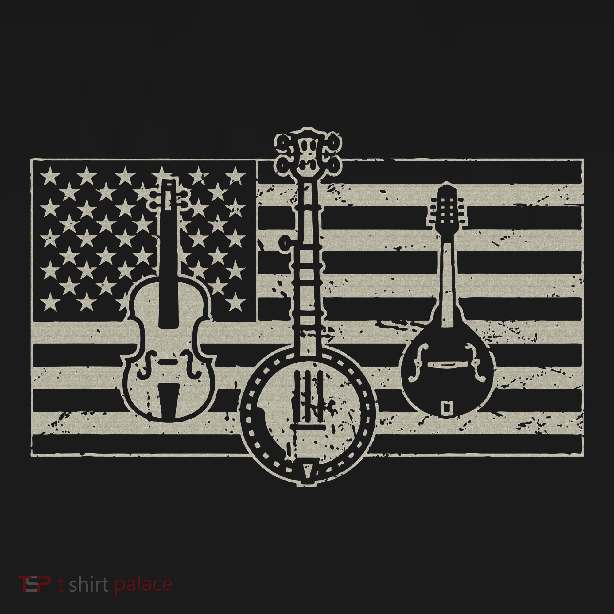 Bluegrass Usa Flag Guitar Banjo Mandolin Button