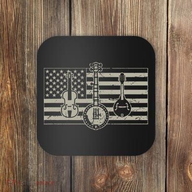 Bluegrass Usa Flag Guitar Banjo Mandolin Coaster