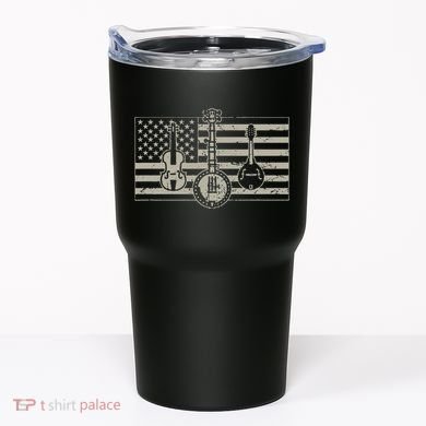 Bluegrass Usa Flag Guitar Banjo Mandolin Tumbler