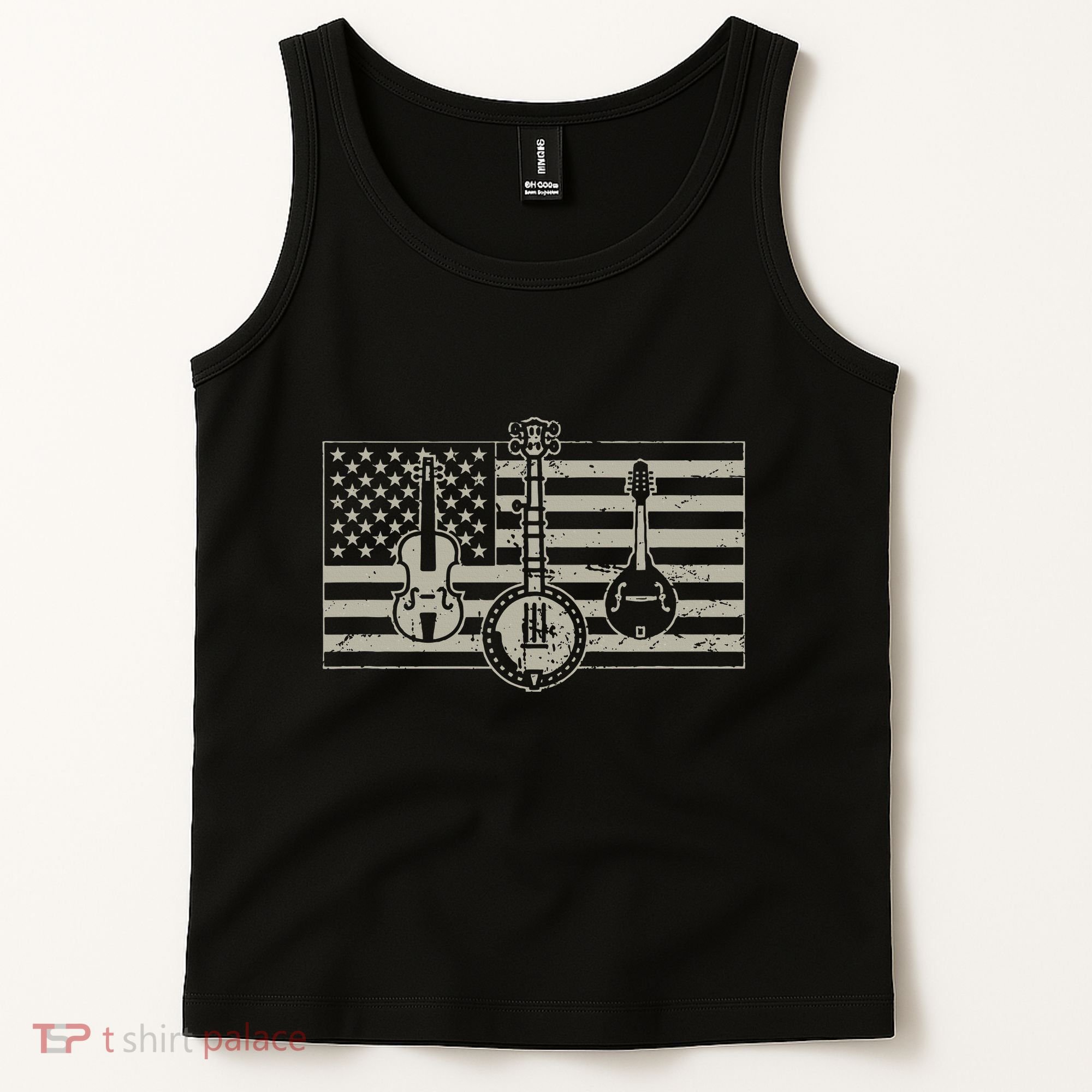 Bluegrass Usa Flag Guitar Banjo Mandolin Tank Top