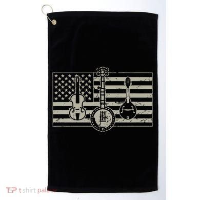 Bluegrass Usa Flag Guitar Banjo Mandolin Golf Towel
