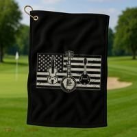 Bluegrass Usa Flag Guitar Banjo Mandolin Golf Towel thumb 1