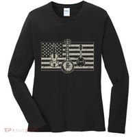 Bluegrass Usa Flag Guitar Banjo Mandolin Women's Long Sleeve Shirt thumb 0
