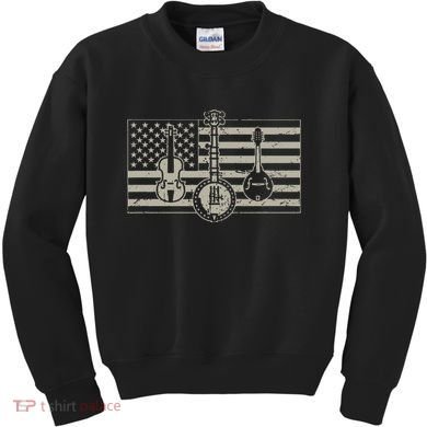 Bluegrass Usa Flag Guitar Banjo Mandolin Kids Sweatshirt