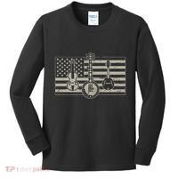 Bluegrass Usa Flag Guitar Banjo Mandolin Kids Long Sleeve Shirt thumb 0