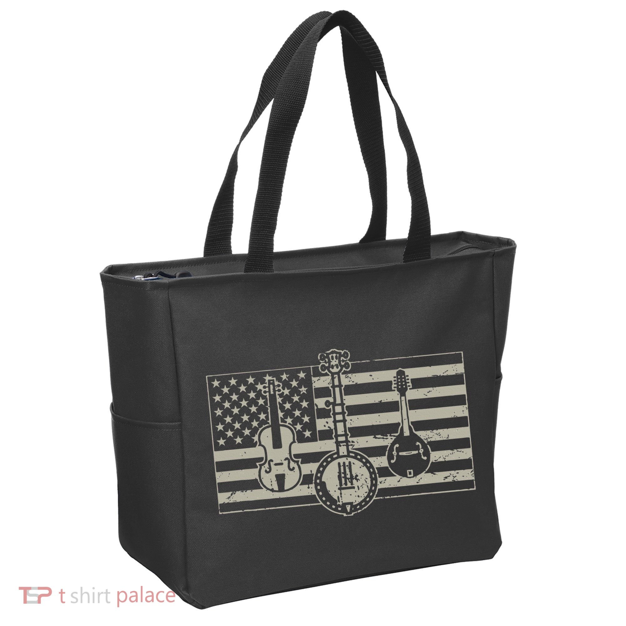 Bluegrass Usa Flag Guitar Banjo Mandolin Tote Bag