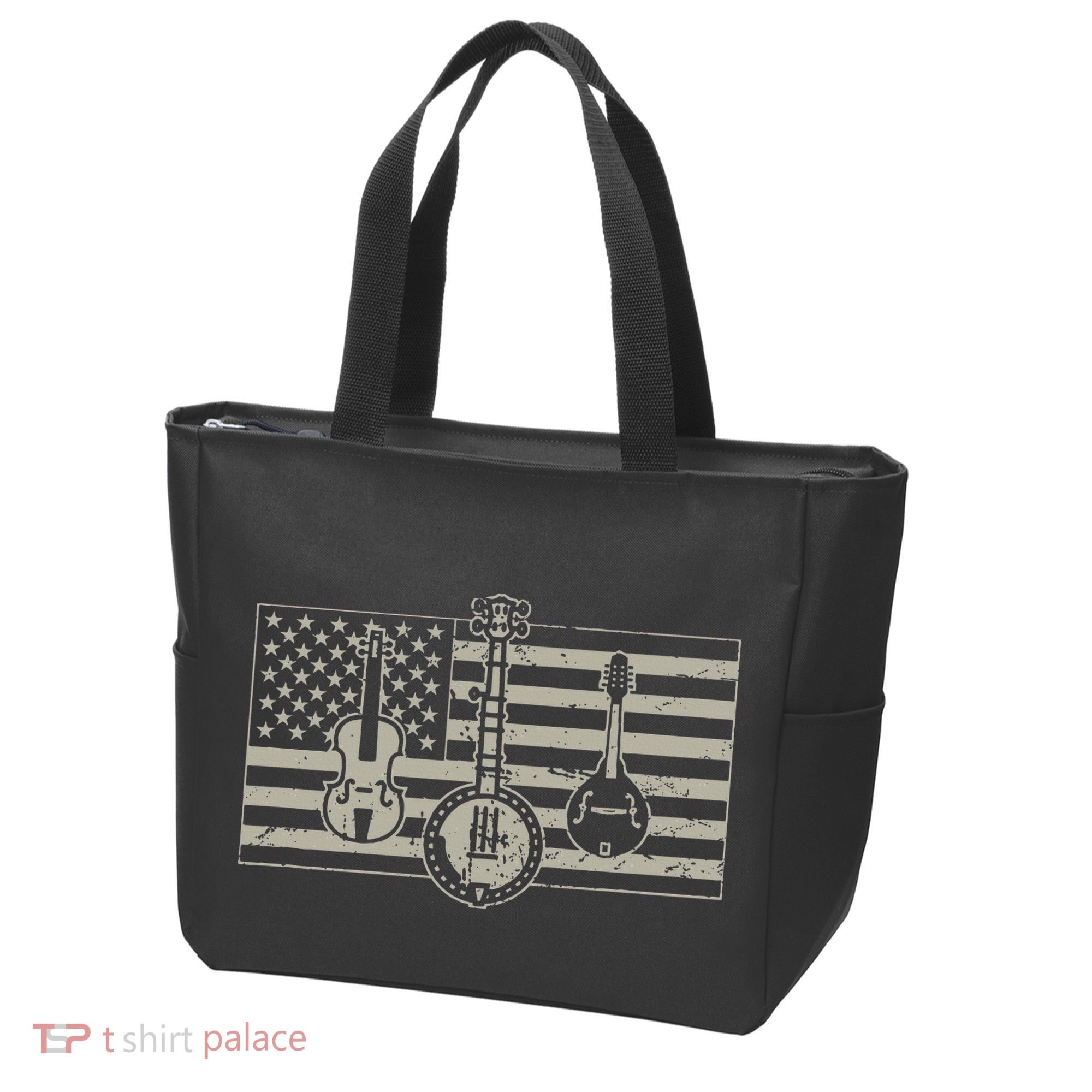 Bluegrass Usa Flag Guitar Banjo Mandolin Tote Bag