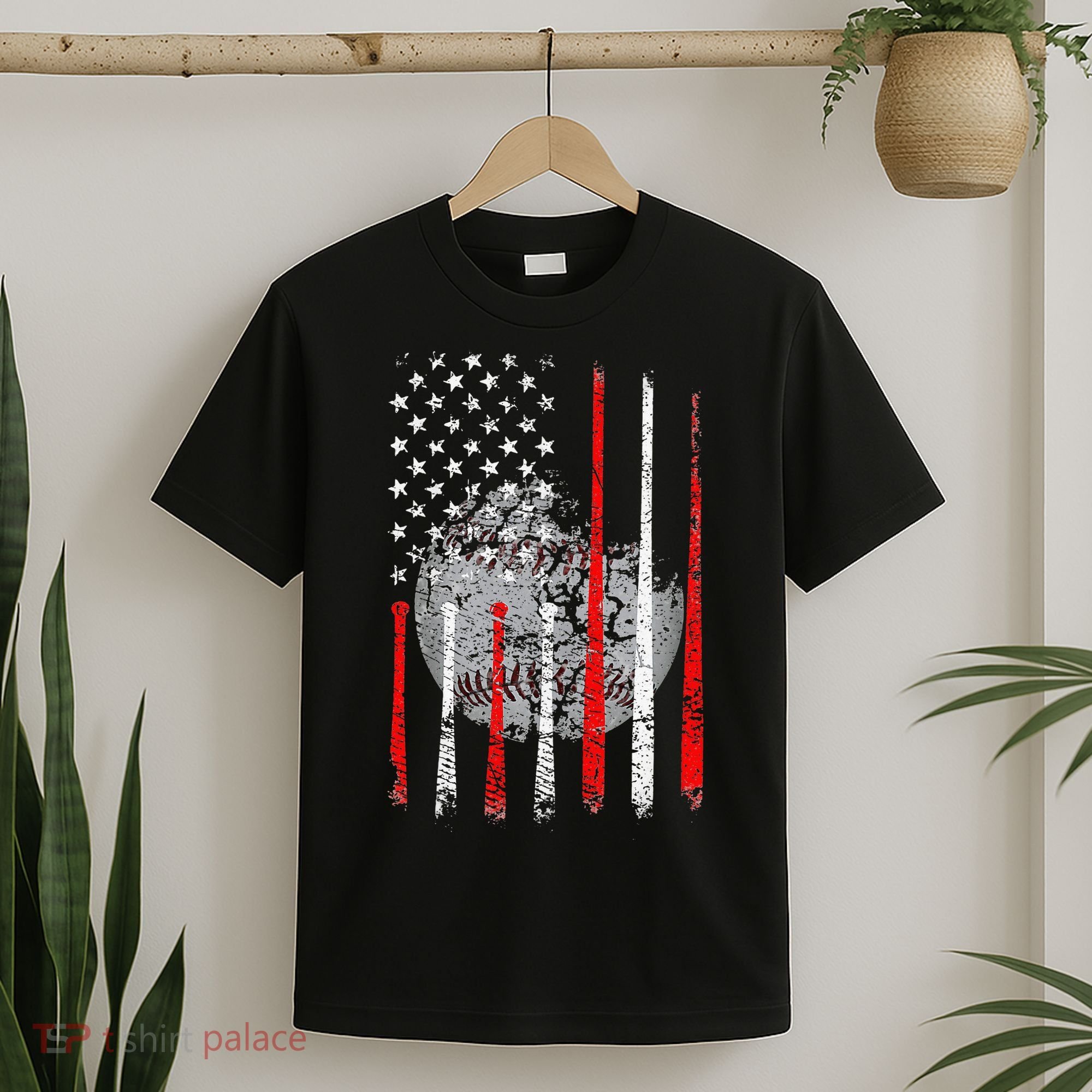 Baseball Usa Flag American Flag Patriotic T-Shirt