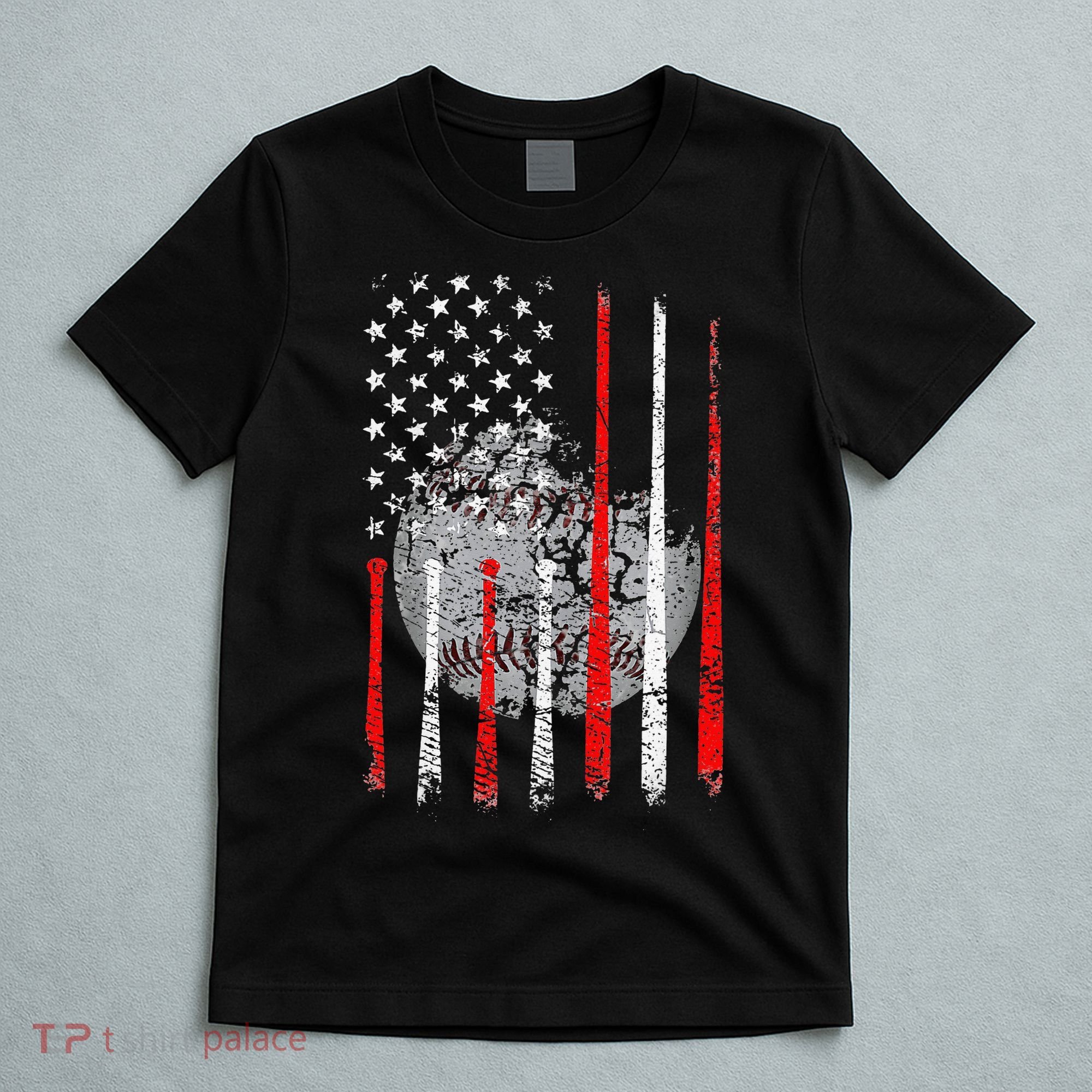 Baseball Usa Flag American Flag Patriotic T-Shirt