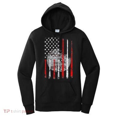 Baseball Usa Flag American Flag Patriotic Women's Hoodie