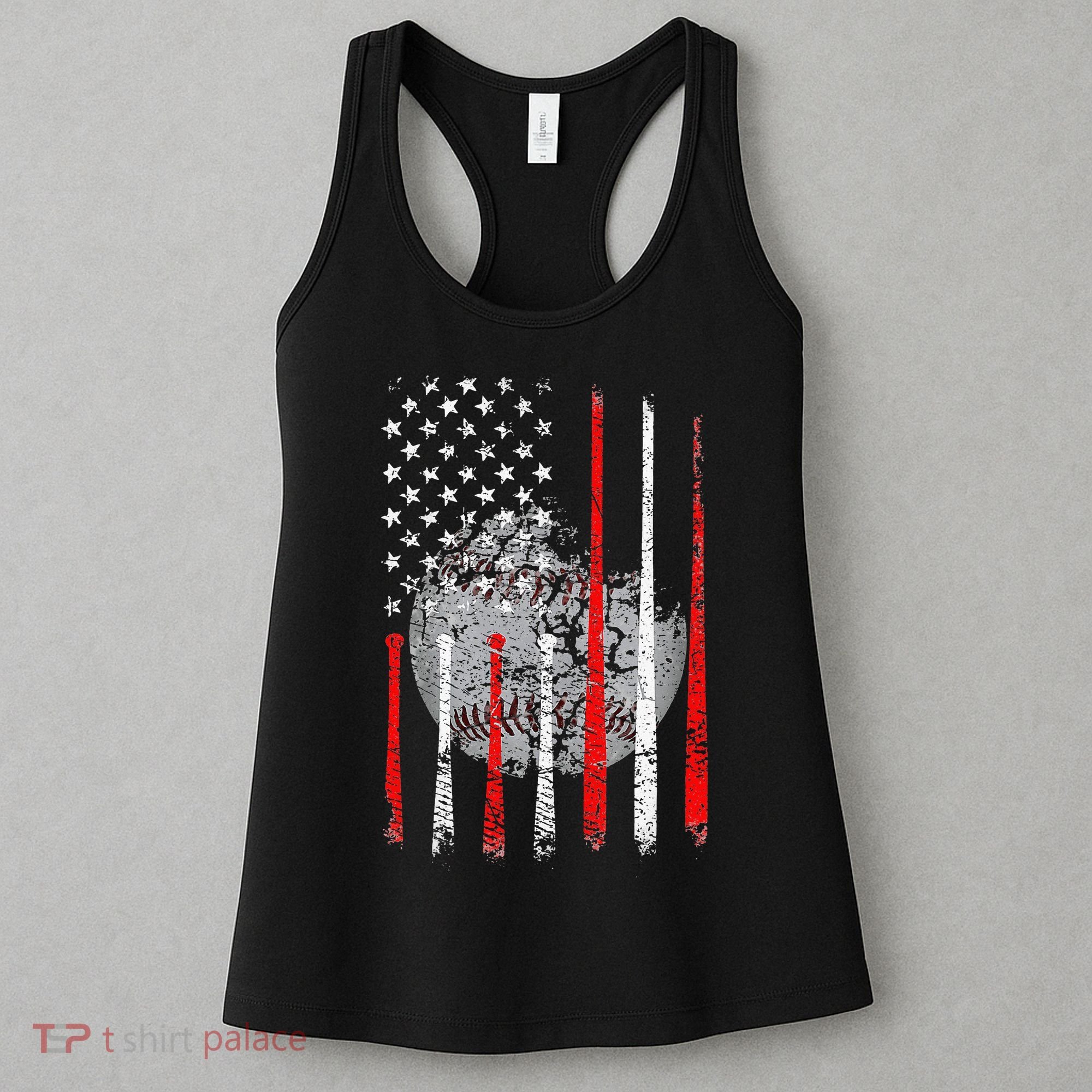 Baseball Usa Flag American Flag Patriotic Women's Tank Top