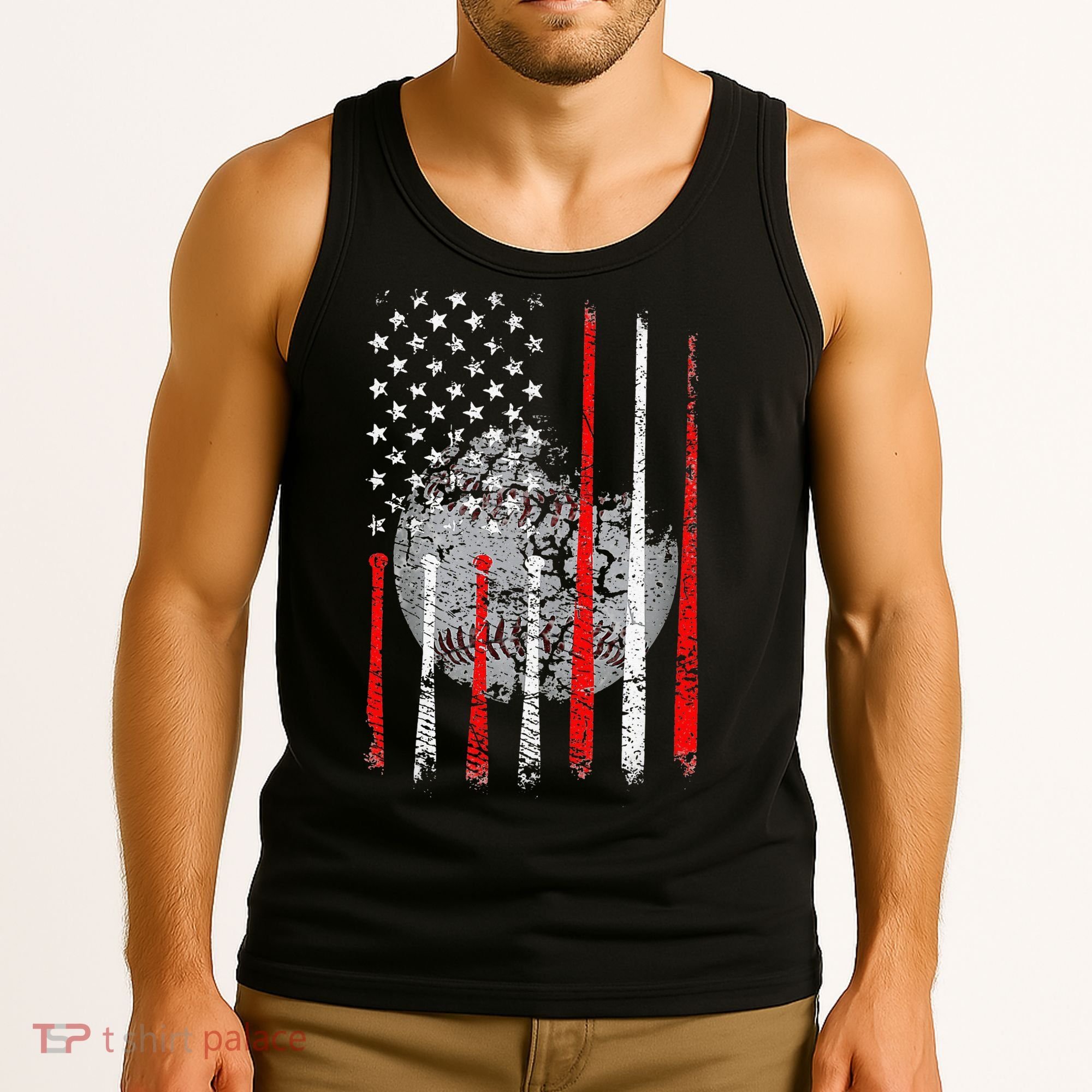 Baseball Usa Flag American Flag Patriotic Tank Top