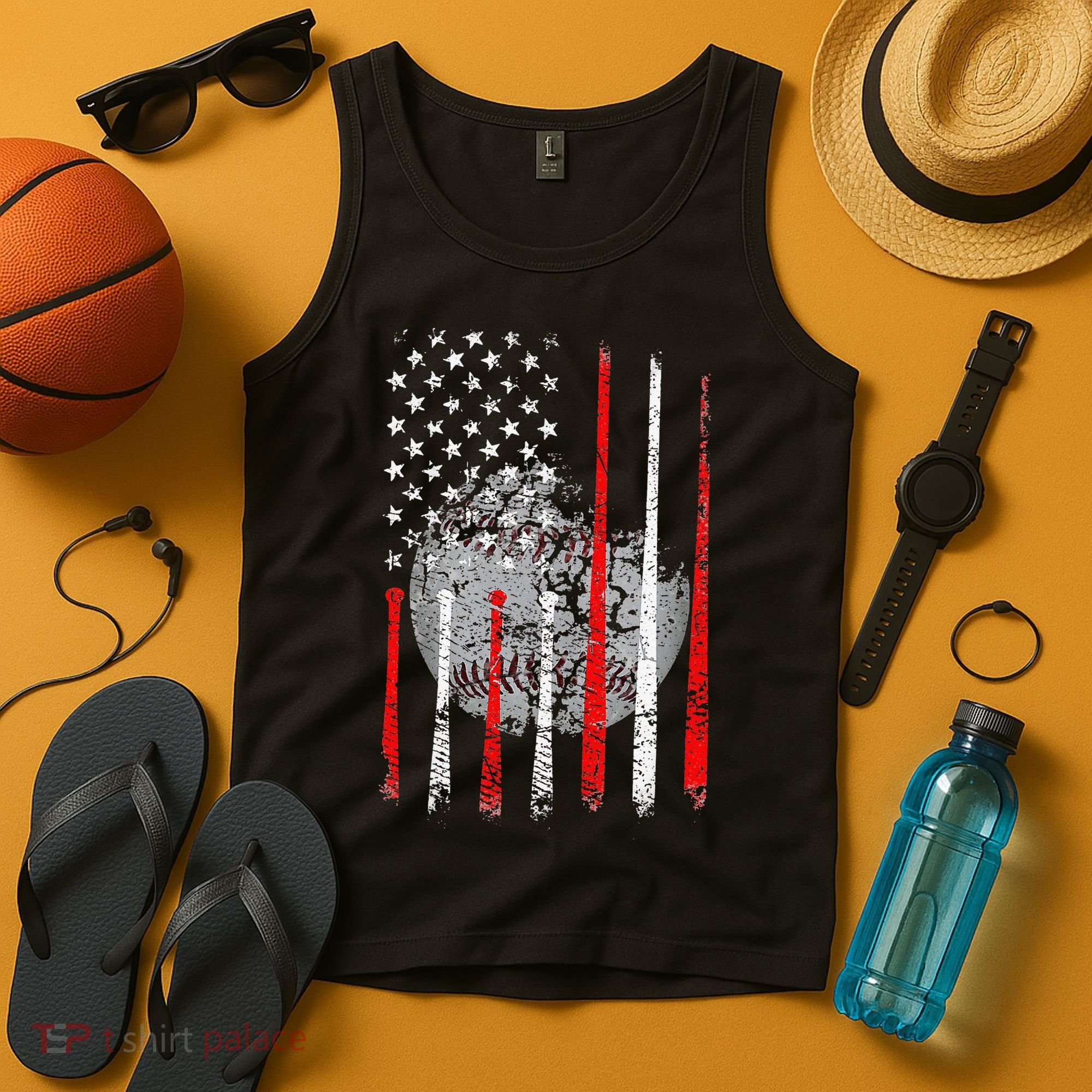 Baseball Usa Flag American Flag Patriotic Tank Top