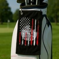 Baseball Usa Flag American Flag Patriotic Golf Towel thumb 2