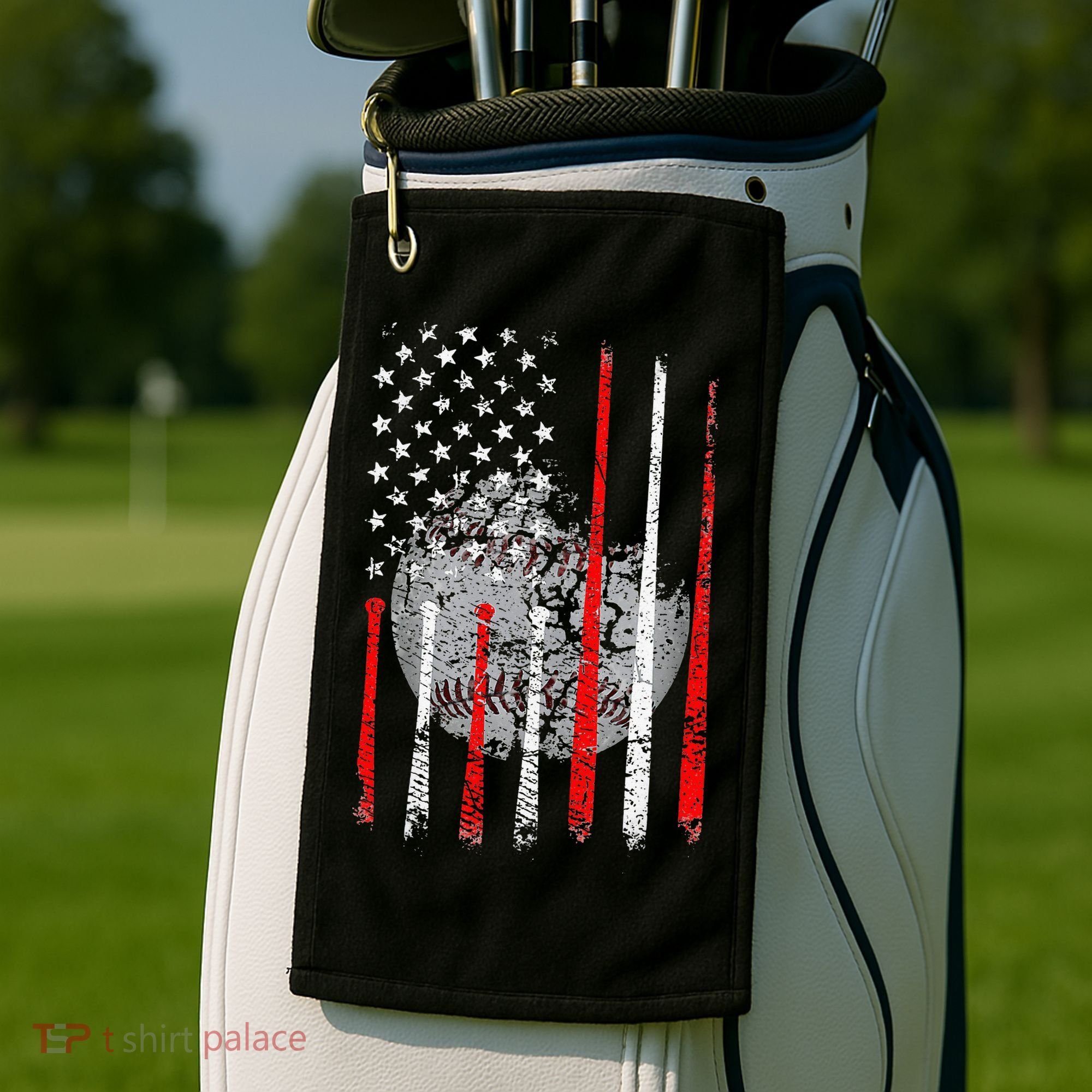 Baseball Usa Flag American Flag Patriotic Golf Towel