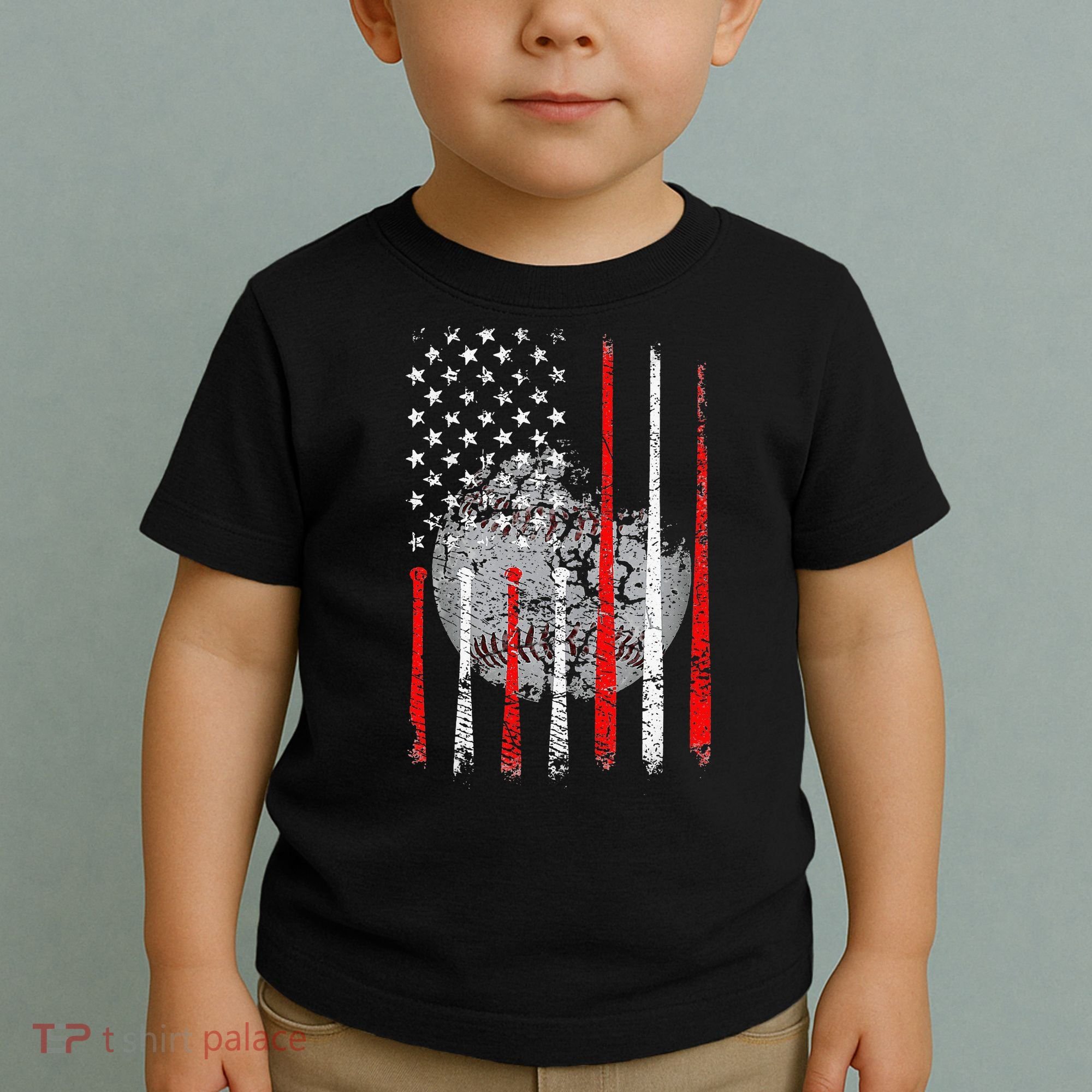 Baseball Usa Flag American Flag Patriotic Toddler T-Shirt