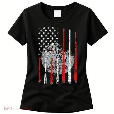 Baseball Usa Flag American Flag Patriotic Women's T-Shirt