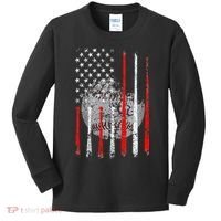 Baseball Usa Flag American Flag Patriotic Kids Long Sleeve Shirt thumb 0