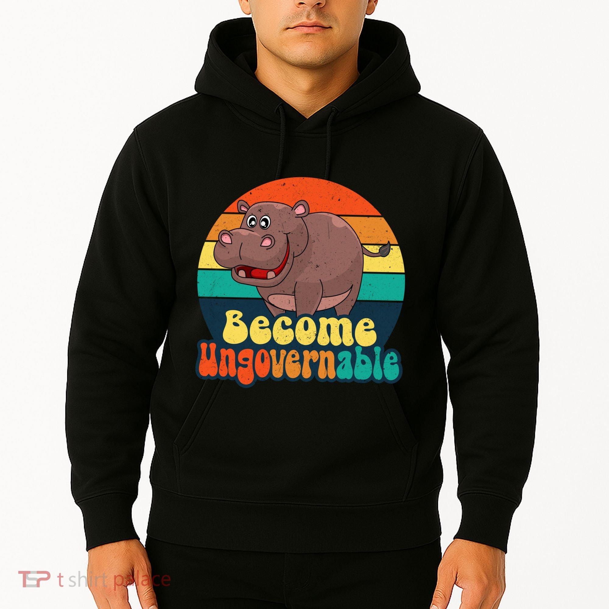 Become Ungovernable Funny Baby Hippo Moo Deng Funny Saying Hoodie