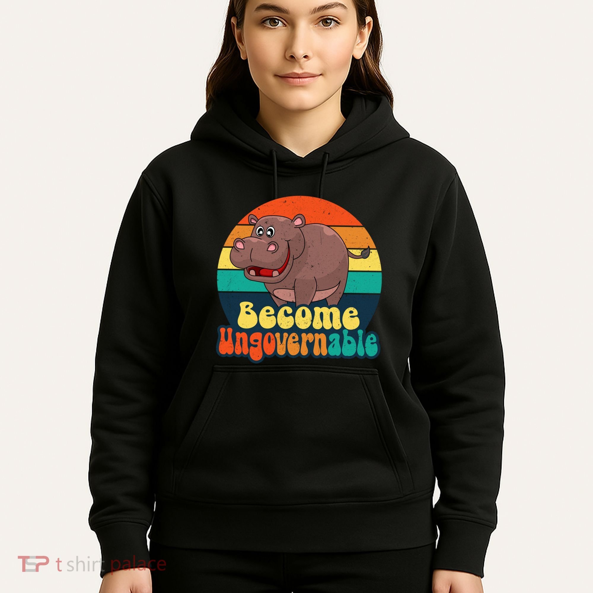 Become Ungovernable Funny Baby Hippo Moo Deng Funny Saying Hoodie