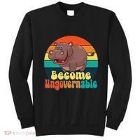 Become Ungovernable Funny Baby Hippo Moo Deng Funny Saying Sweatshirt thumb 0