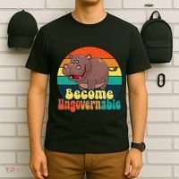 Become Ungovernable Funny Baby Hippo Moo Deng Funny Saying T-Shirt thumb 6