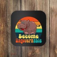 Become Ungovernable Funny Baby Hippo Moo Deng Funny Saying Coaster thumb 0